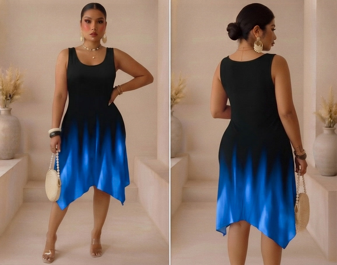 Robe dégradé bleu - Grande taille Femme