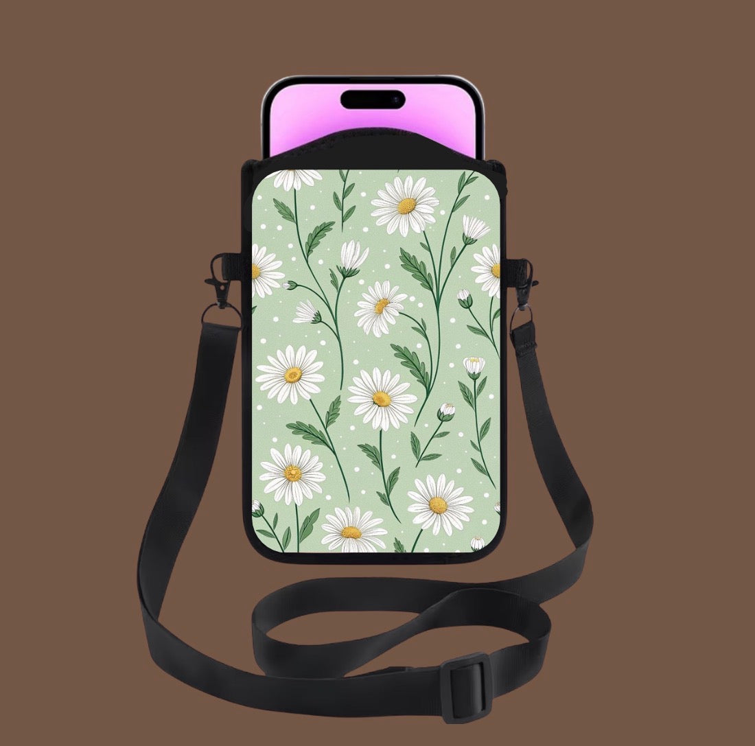 Sacoche téléphone bandoulière - fleur