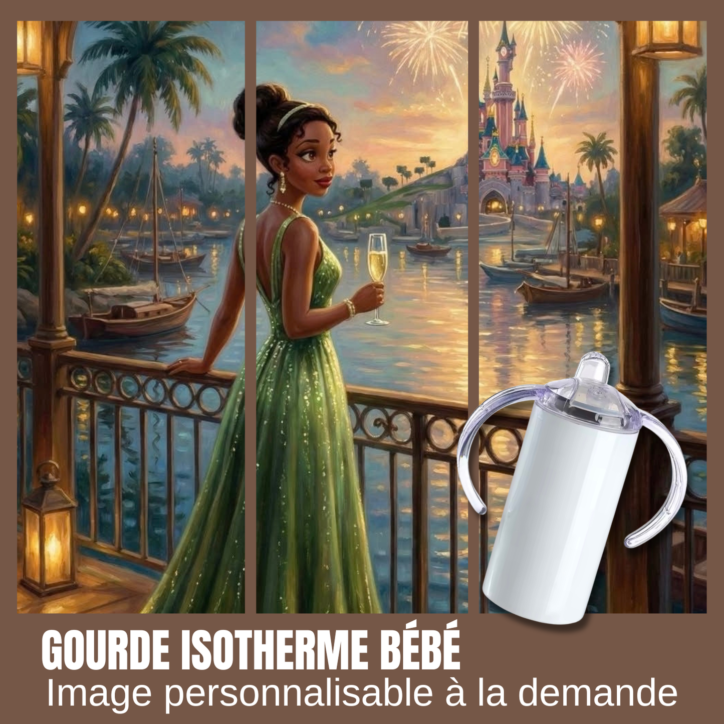 Gourde isotherme pour bébé - princesse Tiana