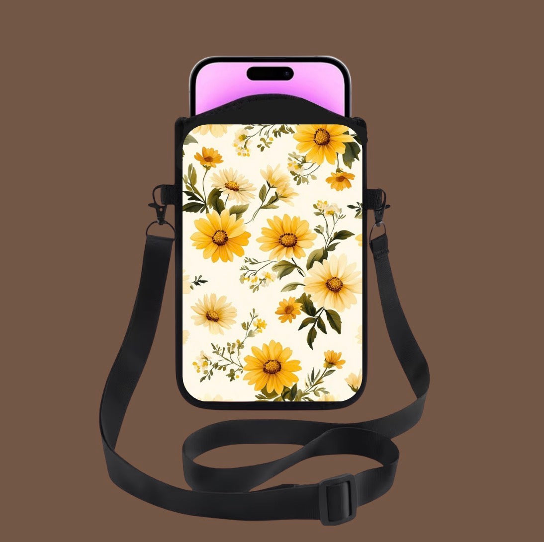 Sacoche téléphone bandoulière - fleur