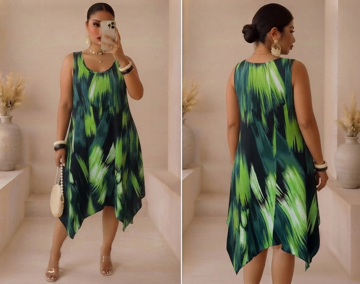 Robe vert et noir - Grande Taille Femme