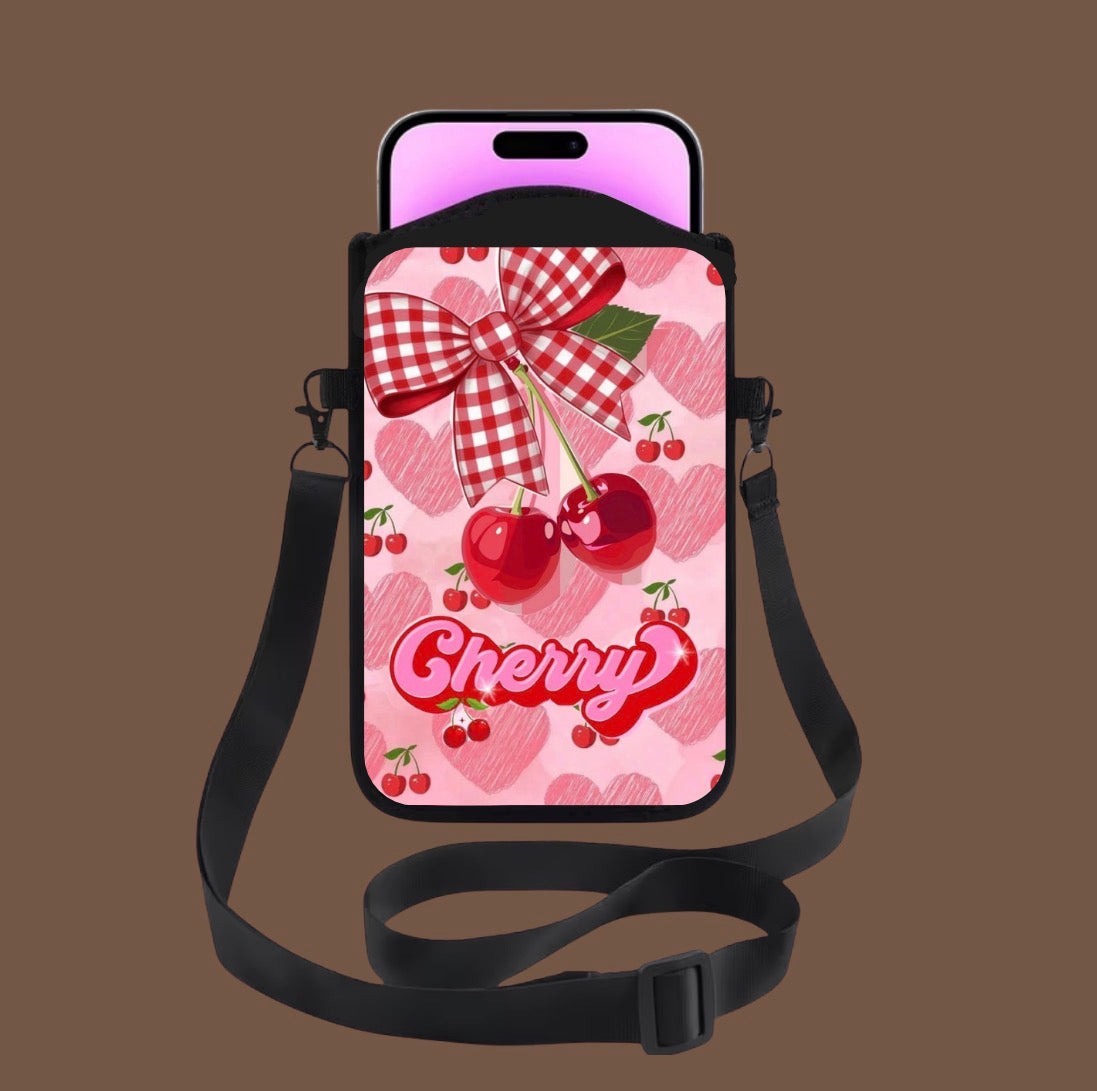 Sacoche téléphone bandoulière - cerise