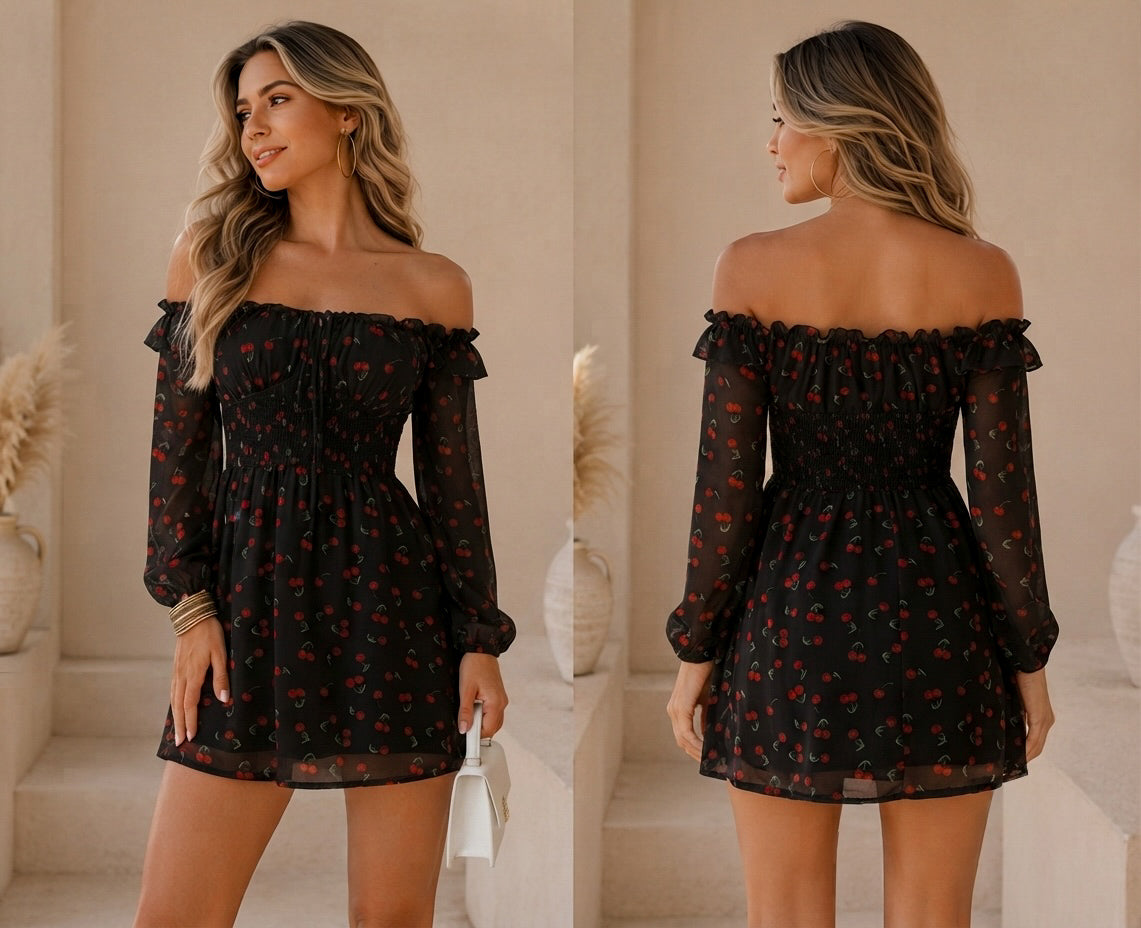 Robe cherry noir - Femme