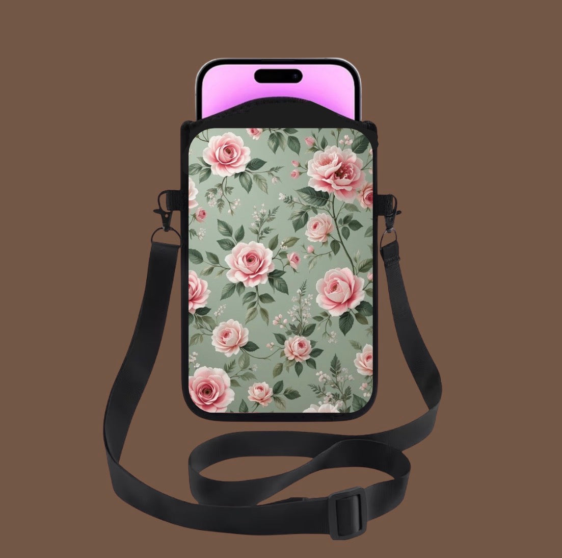 Sacoche téléphone bandoulière - fleur