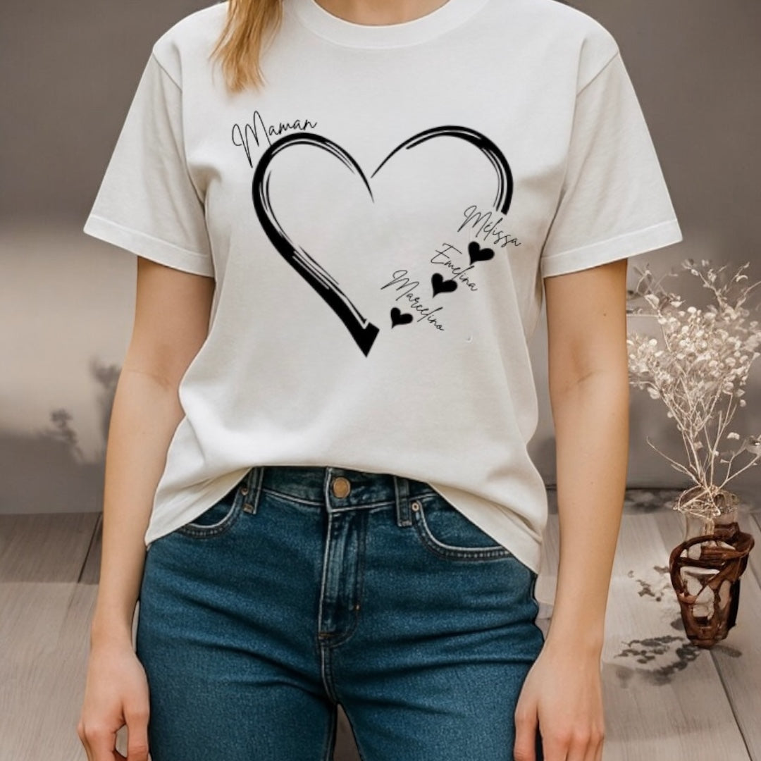 T-shirt / Pull - Cœur et prénom des enfants