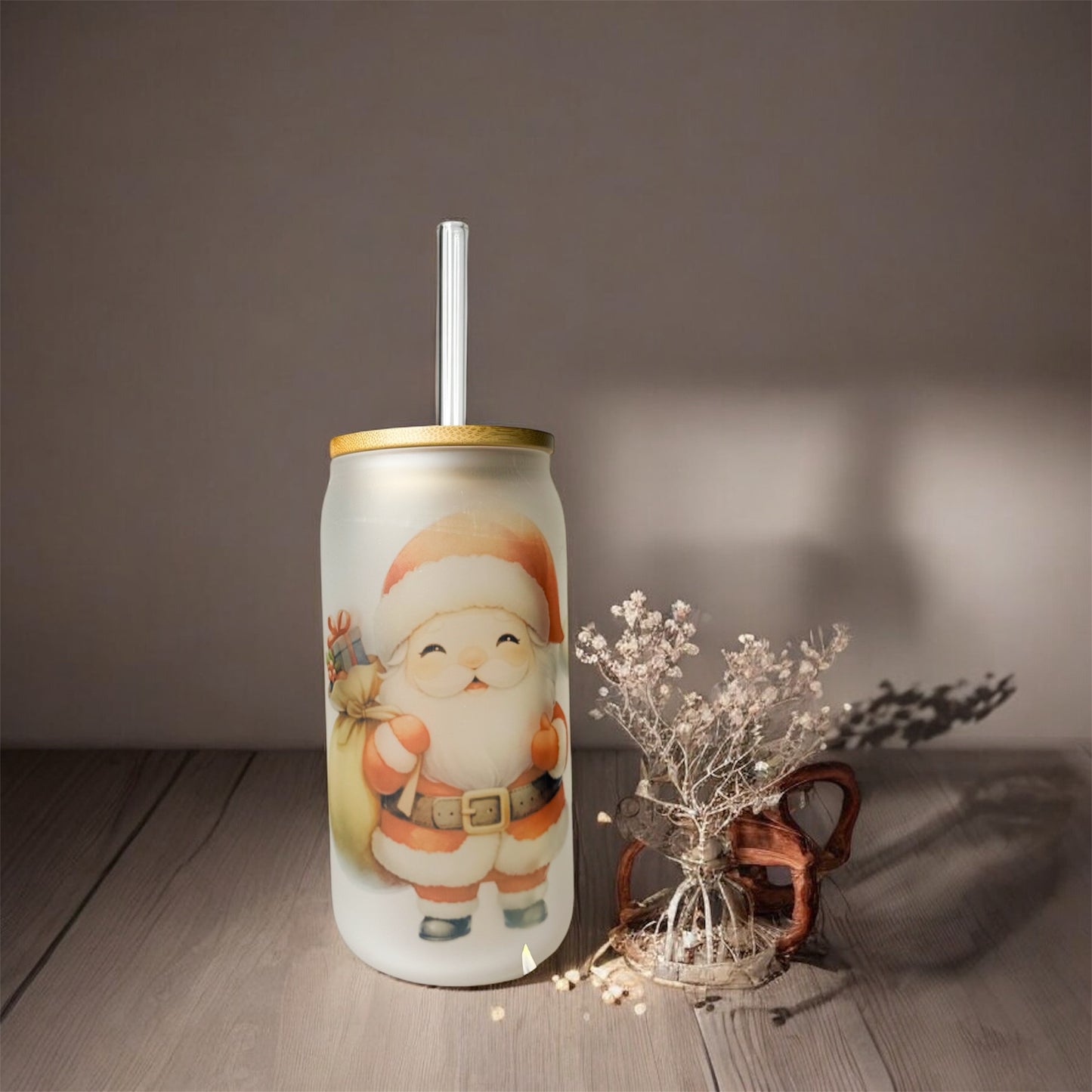 Verre à paille de Noël « père Noël »