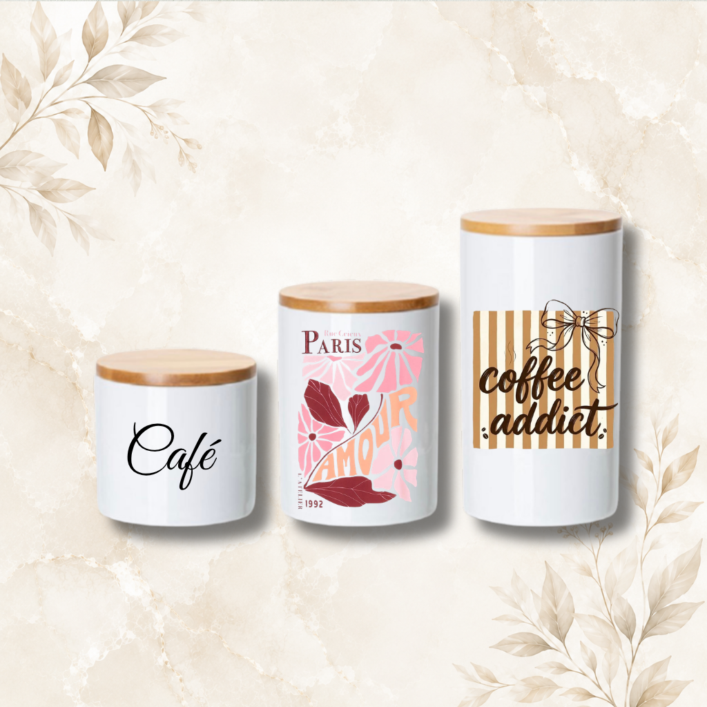 Pot en céramique Personnalisable avec couvercle en bambou