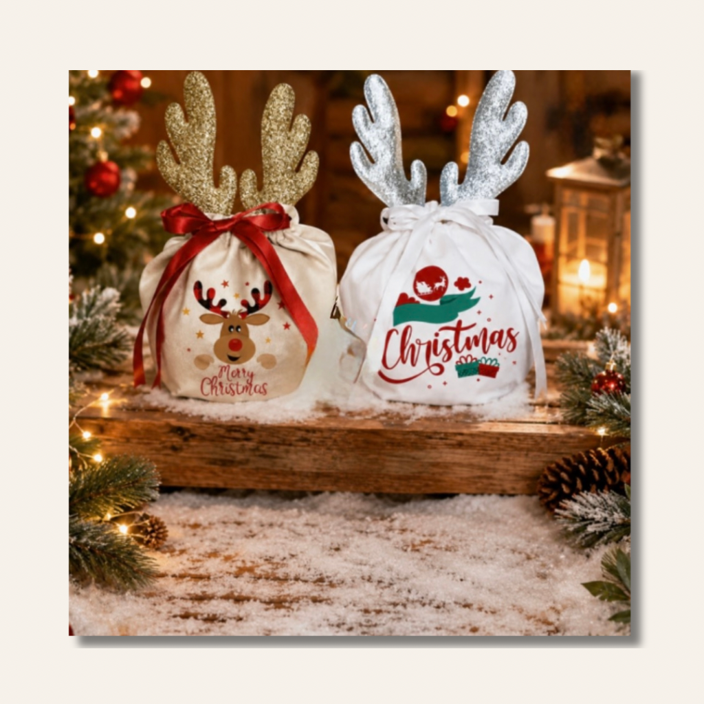 Mini pochon de Noël en velours personnalisable