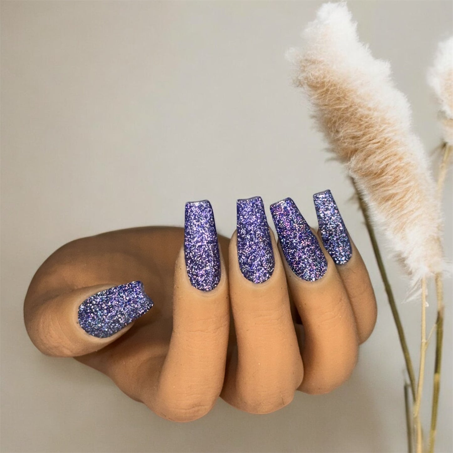 Press on nails - bleu nuit pailletée
