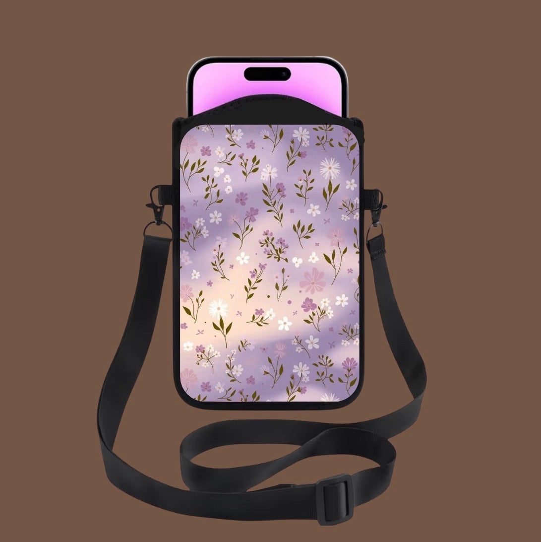 Sacoche téléphone bandoulière - fleur