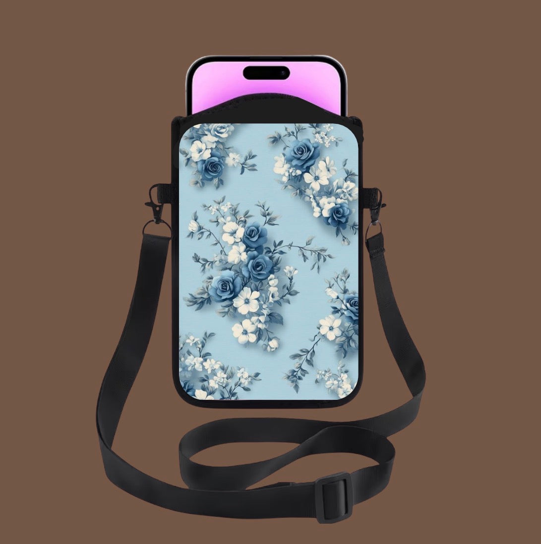 Sacoche téléphone bandoulière - fleur