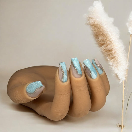 Press on nails - marbre bleu