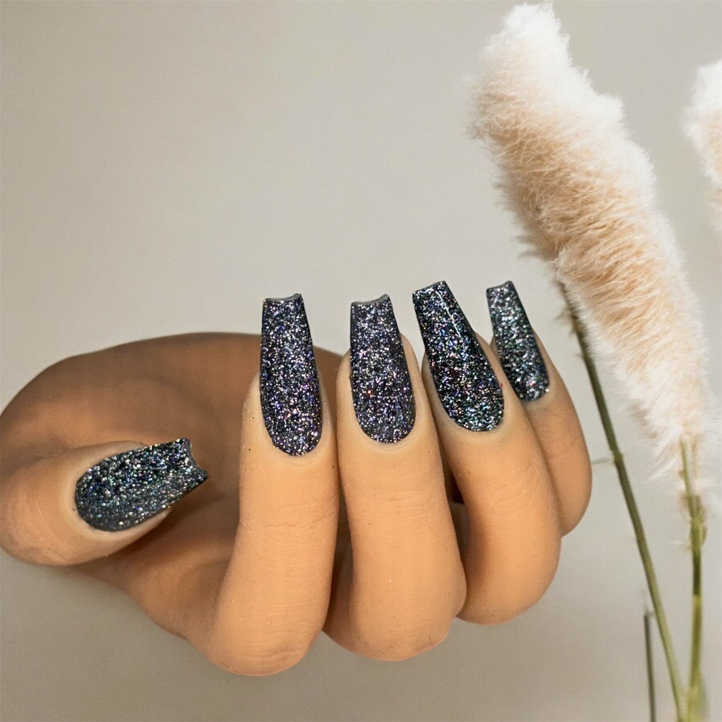 Press on nails - noir pailletée