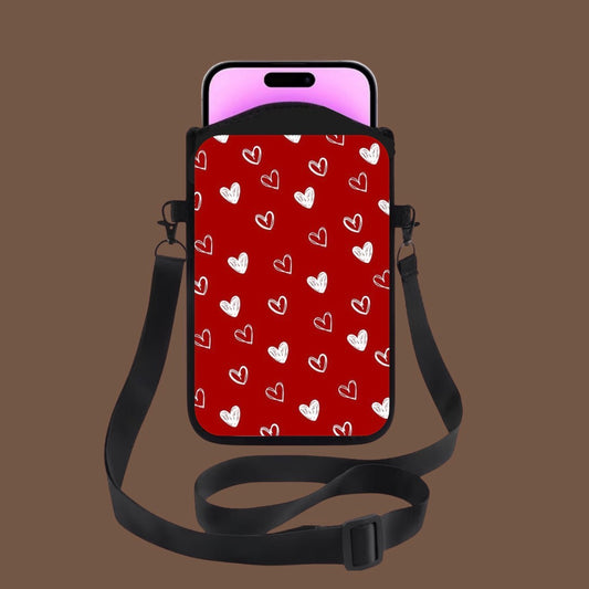 Sacoche téléphone bandoulière - cœur