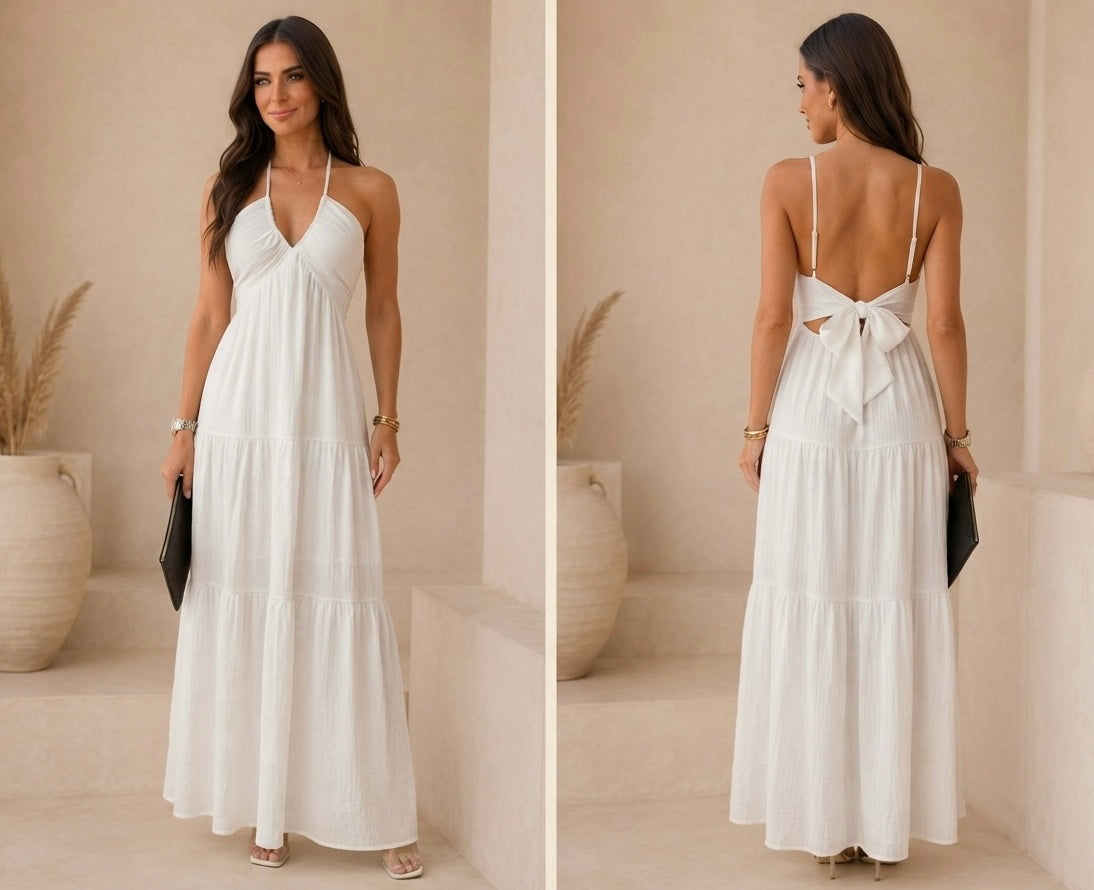 Robe longue blanche - Femme