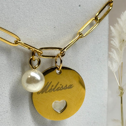 Bracelet médaillon cœur - prénom