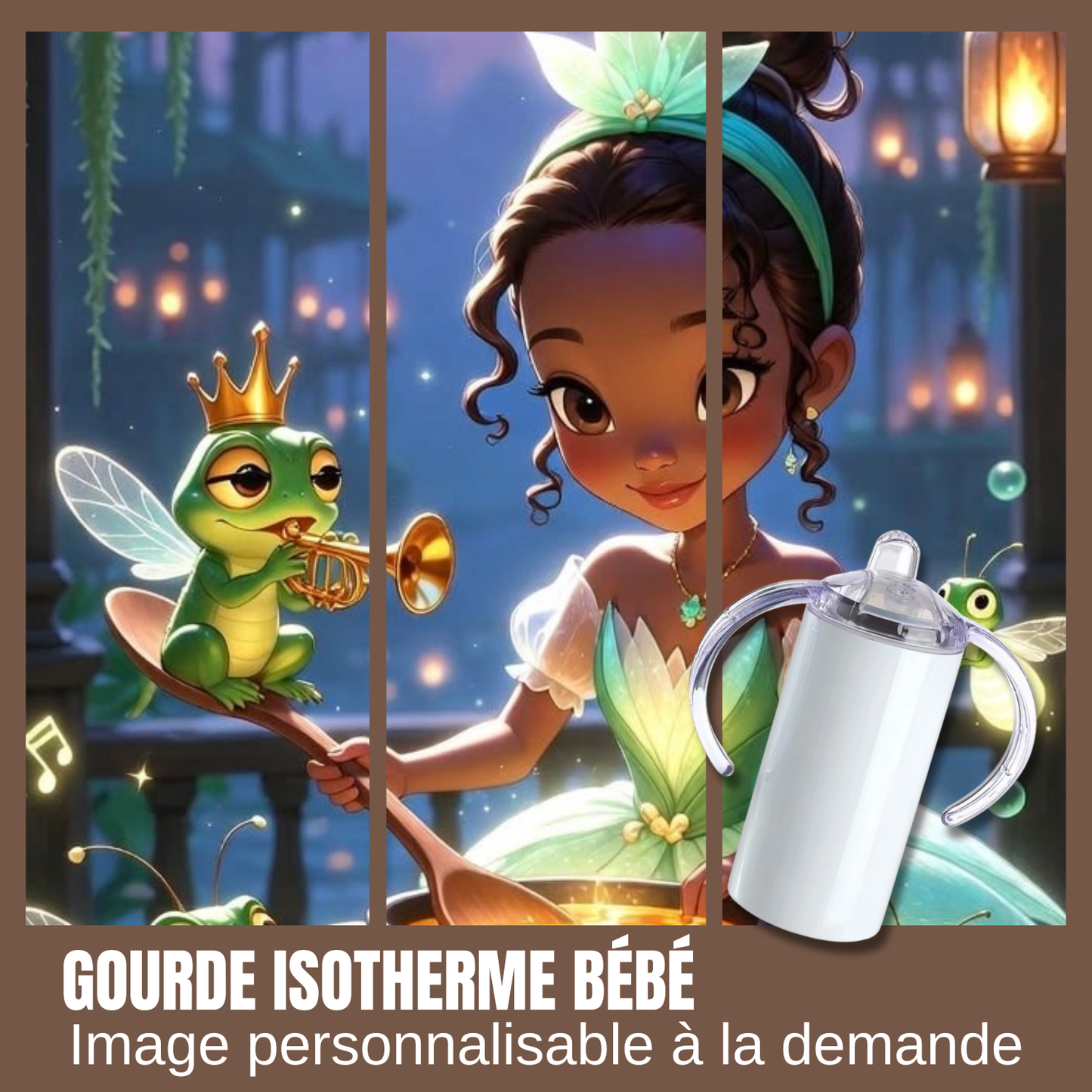Gourde isotherme pour bébé - princesse et la grenouille