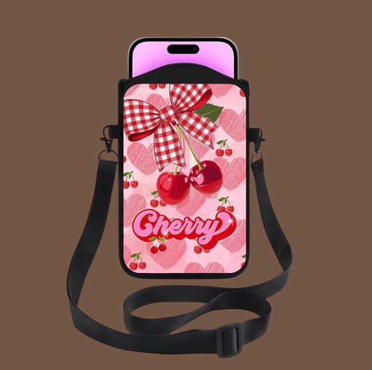 Sacoche téléphone bandoulière - cerise