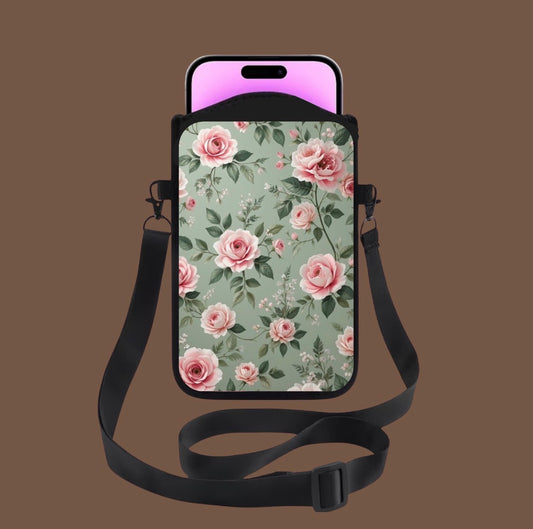 Sacoche téléphone bandoulière - fleur