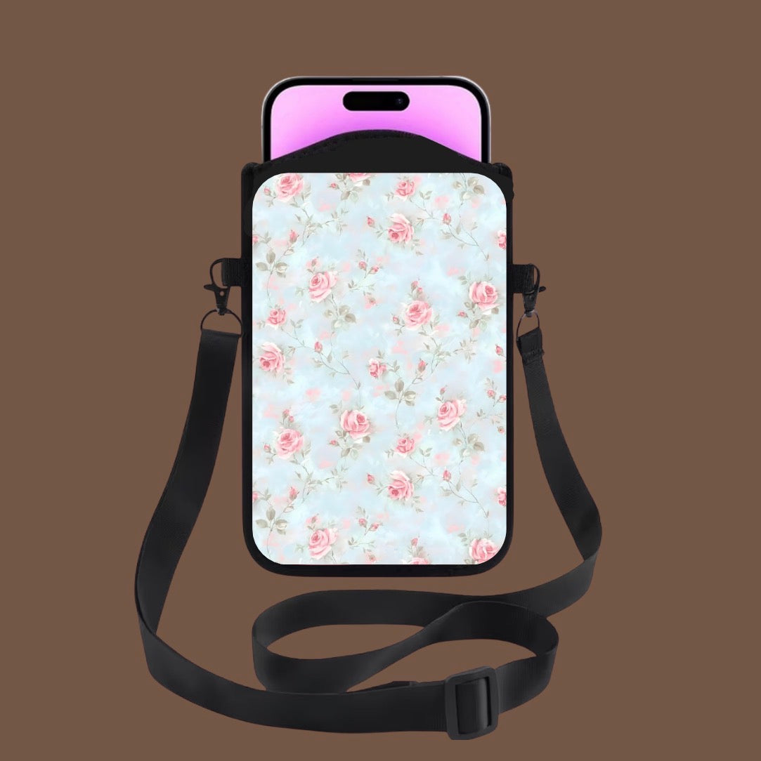 Sacoche téléphone bandoulière - fleur