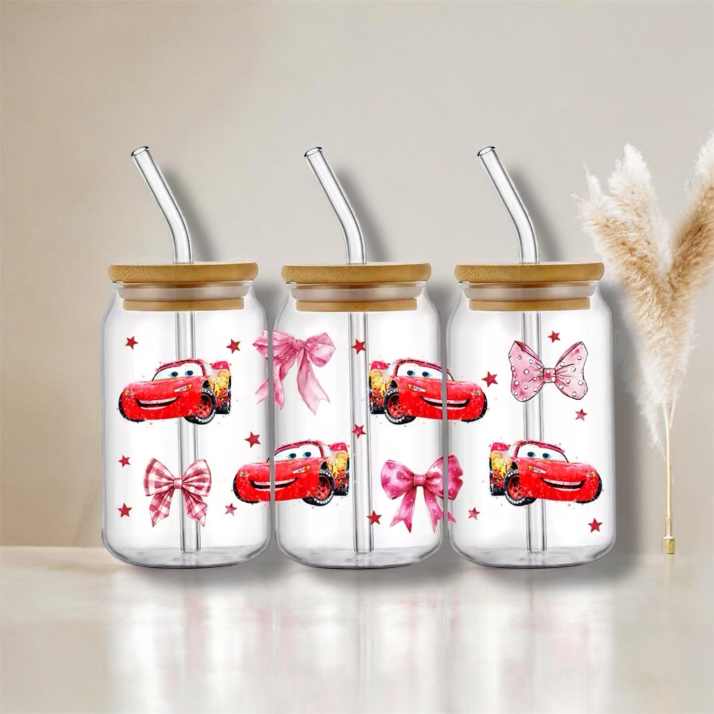 Verre à paille « cars »