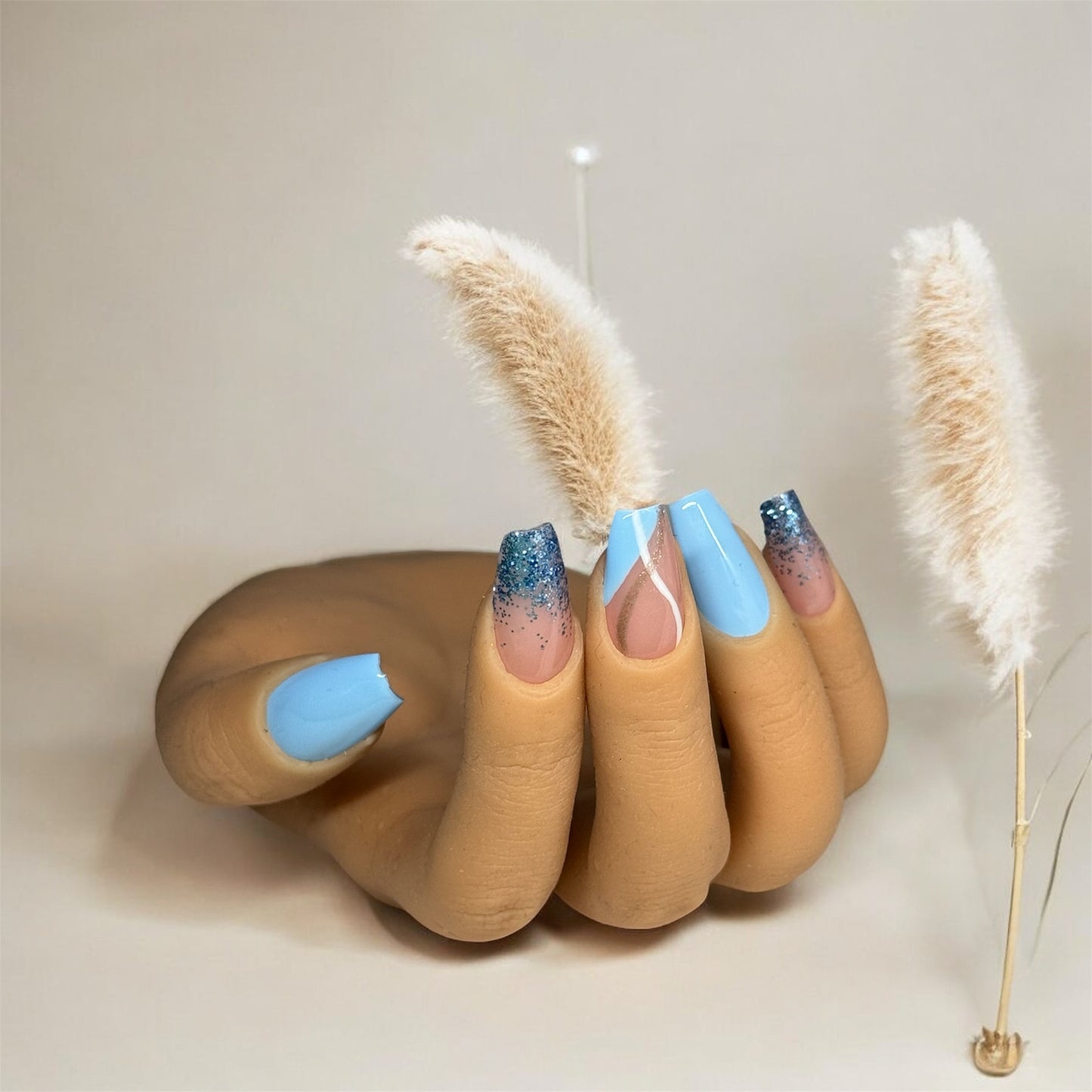 Press on nails - océan blue
