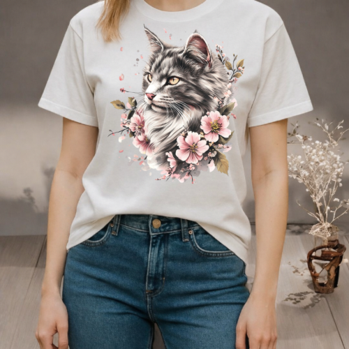 T-shirt « chat florale »