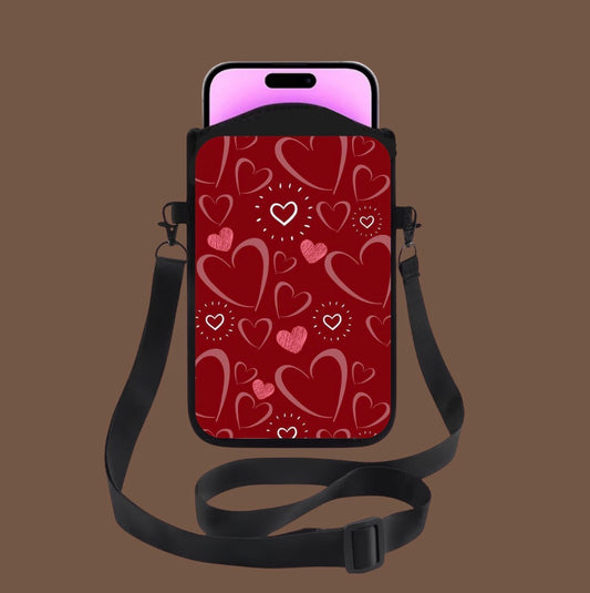 Sacoche téléphone bandoulière - cœur