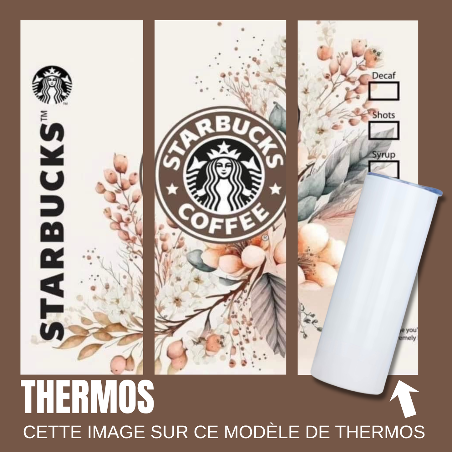 Gourde isotherme - fleurs beige