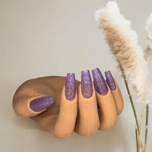 Press on nails - violet pailletée