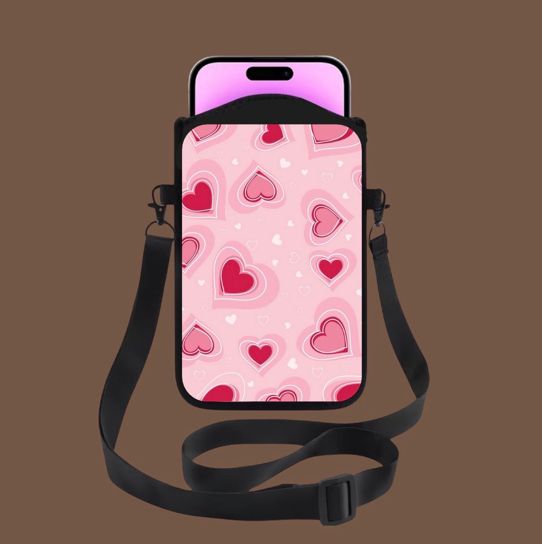 Sacoche téléphone bandoulière - cœur