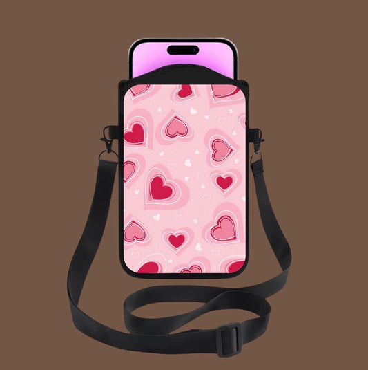 Sacoche téléphone bandoulière - cœur