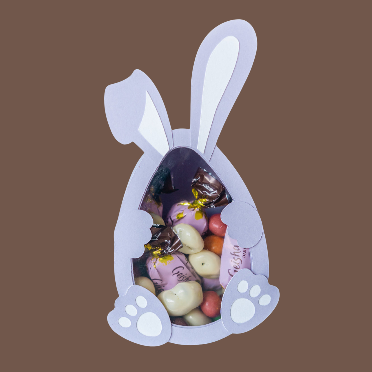 Boîte lapin remplit de chocolat