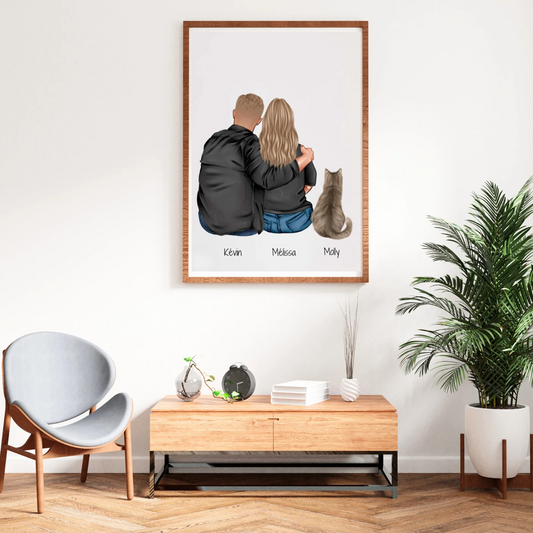 Affiche « couple + chat »