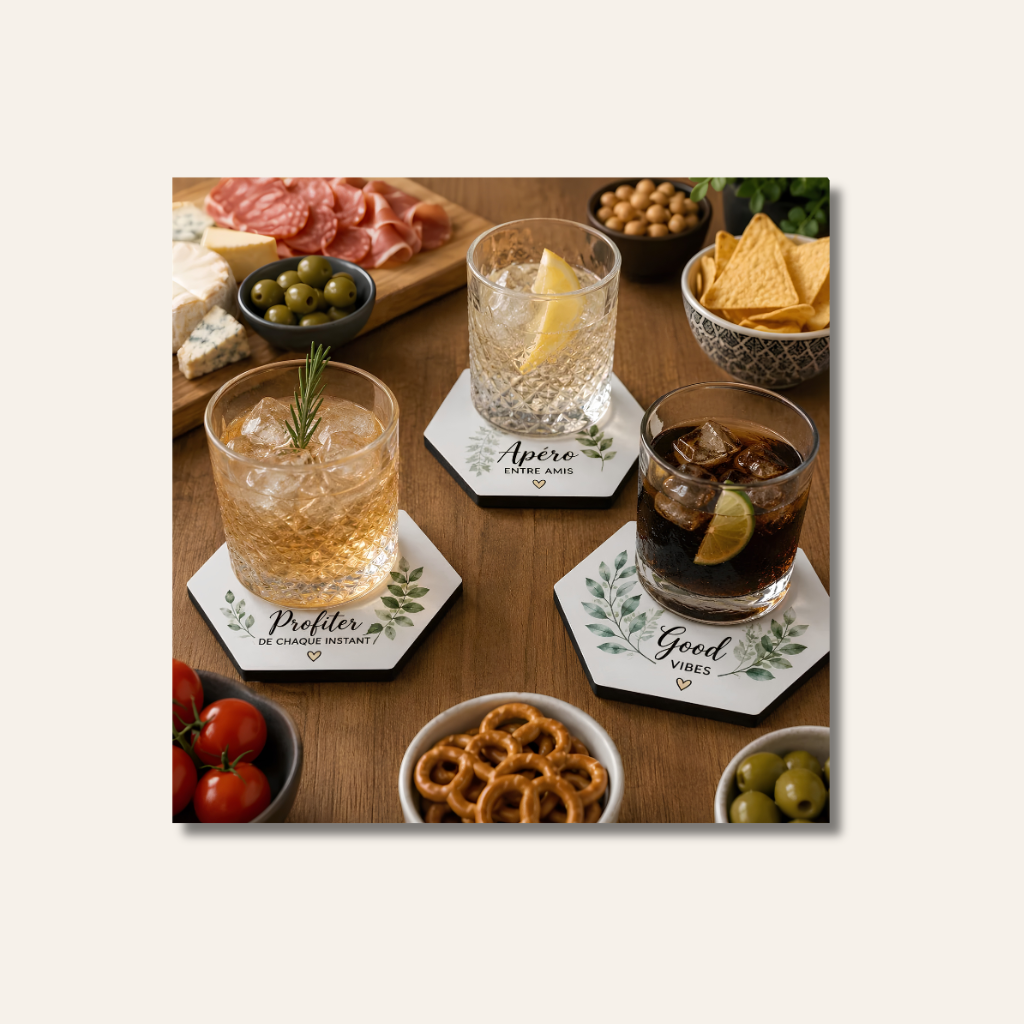 Dessous de verre personnalisable en bois