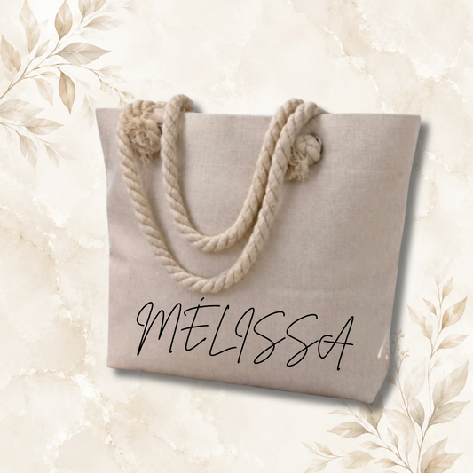 Cabas corde beige Personnalisable