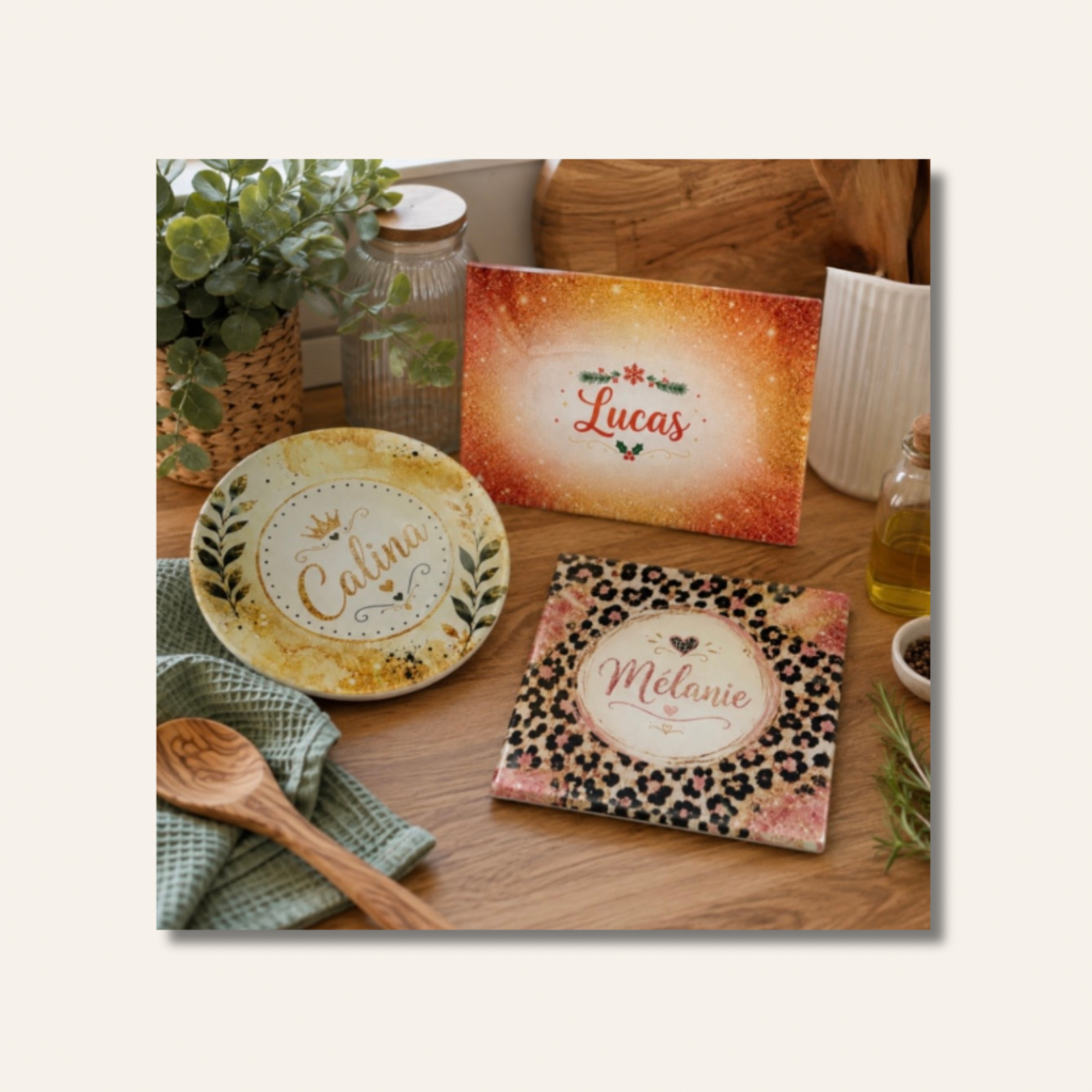 Assiettes en verre Personnalisable