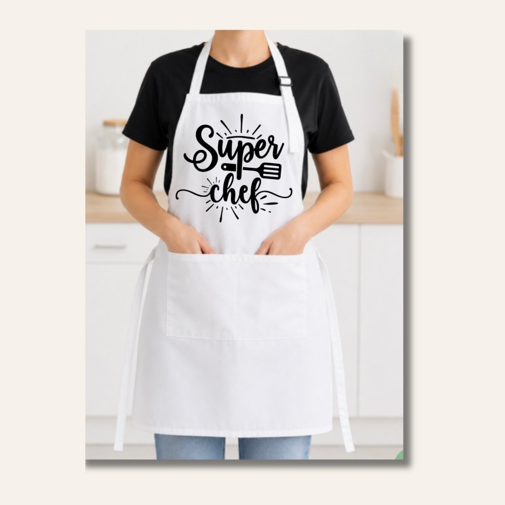 Tablier blanc adulte avec poche Personnalisable
