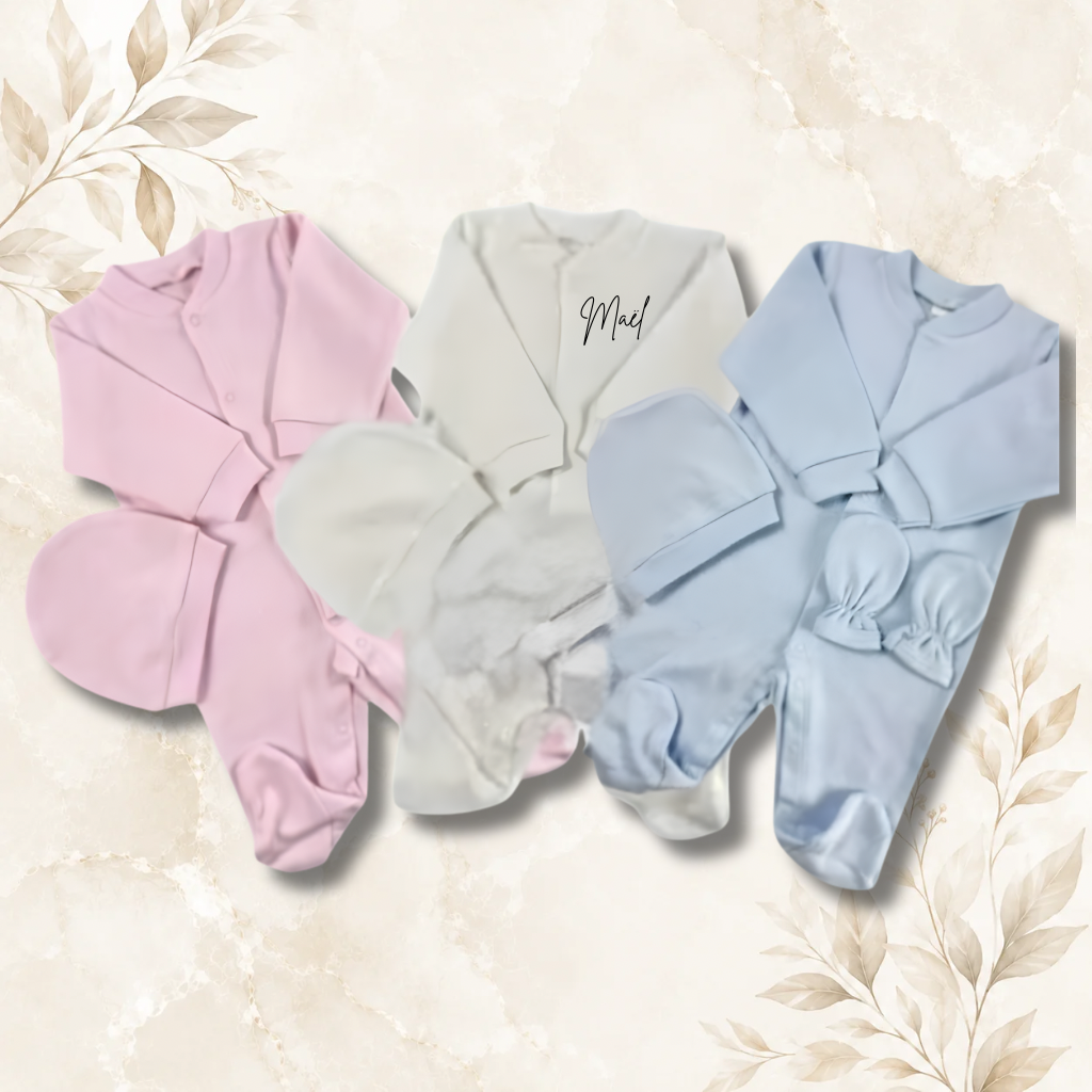 Set 3 Pièces Bébé en Coton Personnalisable